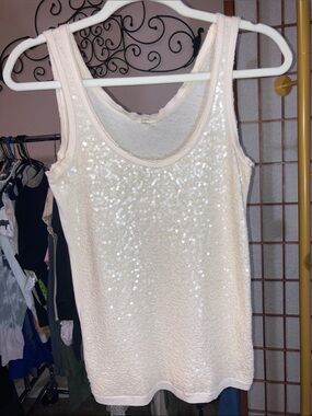 J. Crew Cream Sequined Tank Top